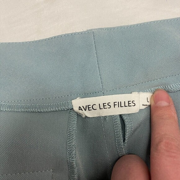 AVEC LES FILLES Ankle Trouser Pants Sky Blue Anthropologie Office Wear Sz Large - Picture 10 of 13